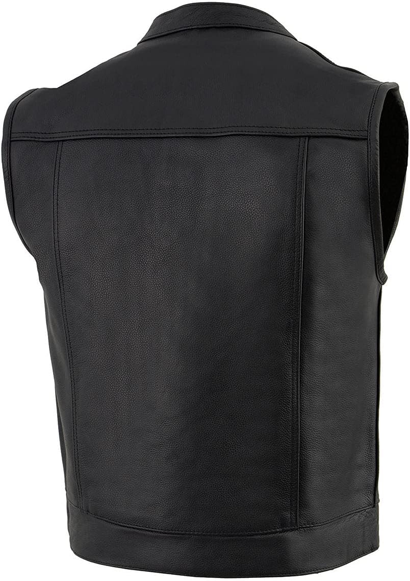 Milwaukee Leather LKM3720 Men's Black Leather Club Style Motorcycle Rider Vest with Concealed Snap Button Closure - Image 6