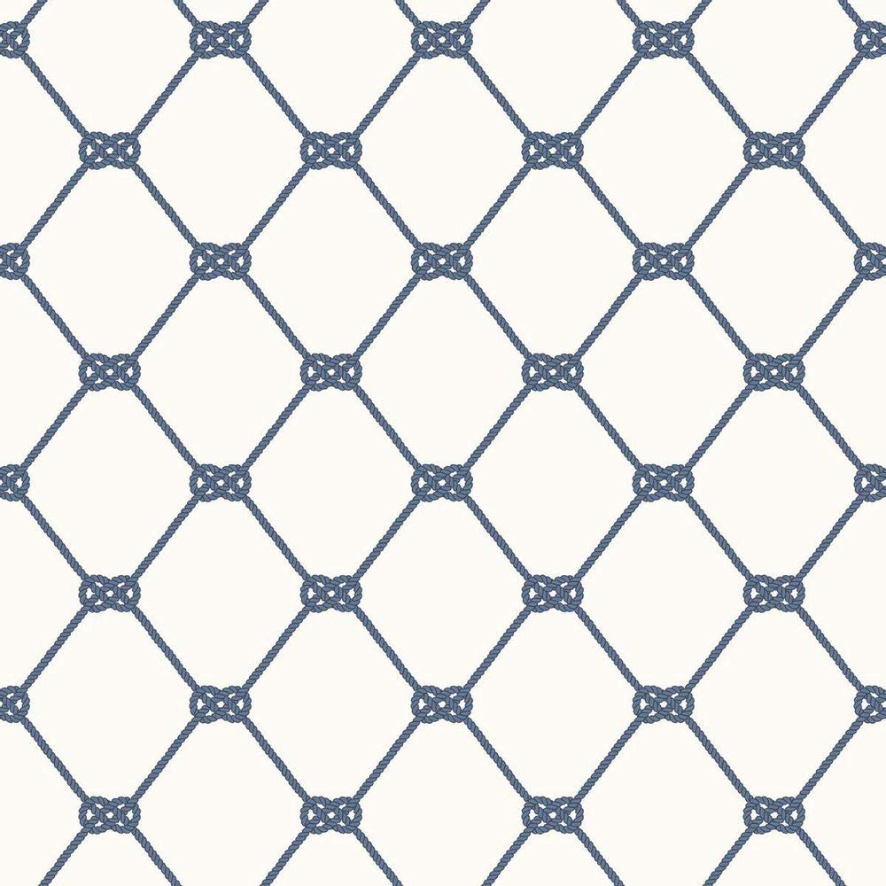 Galerie Deauville 2 Marine Blue White Nautical Rope Smooth Wallpaper from B&Q