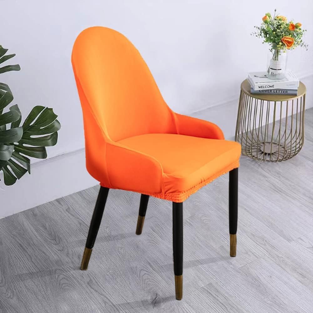 Curved Back Bar Stool Slipcovers with Arms, Bar Accent Kitchen Counter Height Chair Covers Swivel Stretch Pub Stool Slipcover for Office Dining Chair (Color : Orange, Size : 4PCS)
