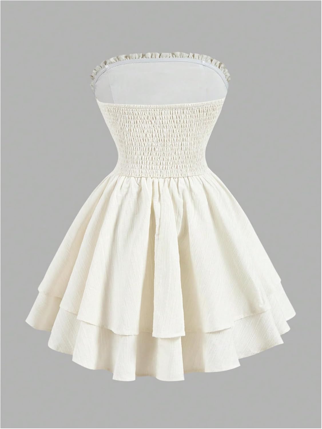 SHENHE Girl's Summer Party Holiday Dress Ruched Strapless Layered Ruffle Smocked Tube Dress - Image 3