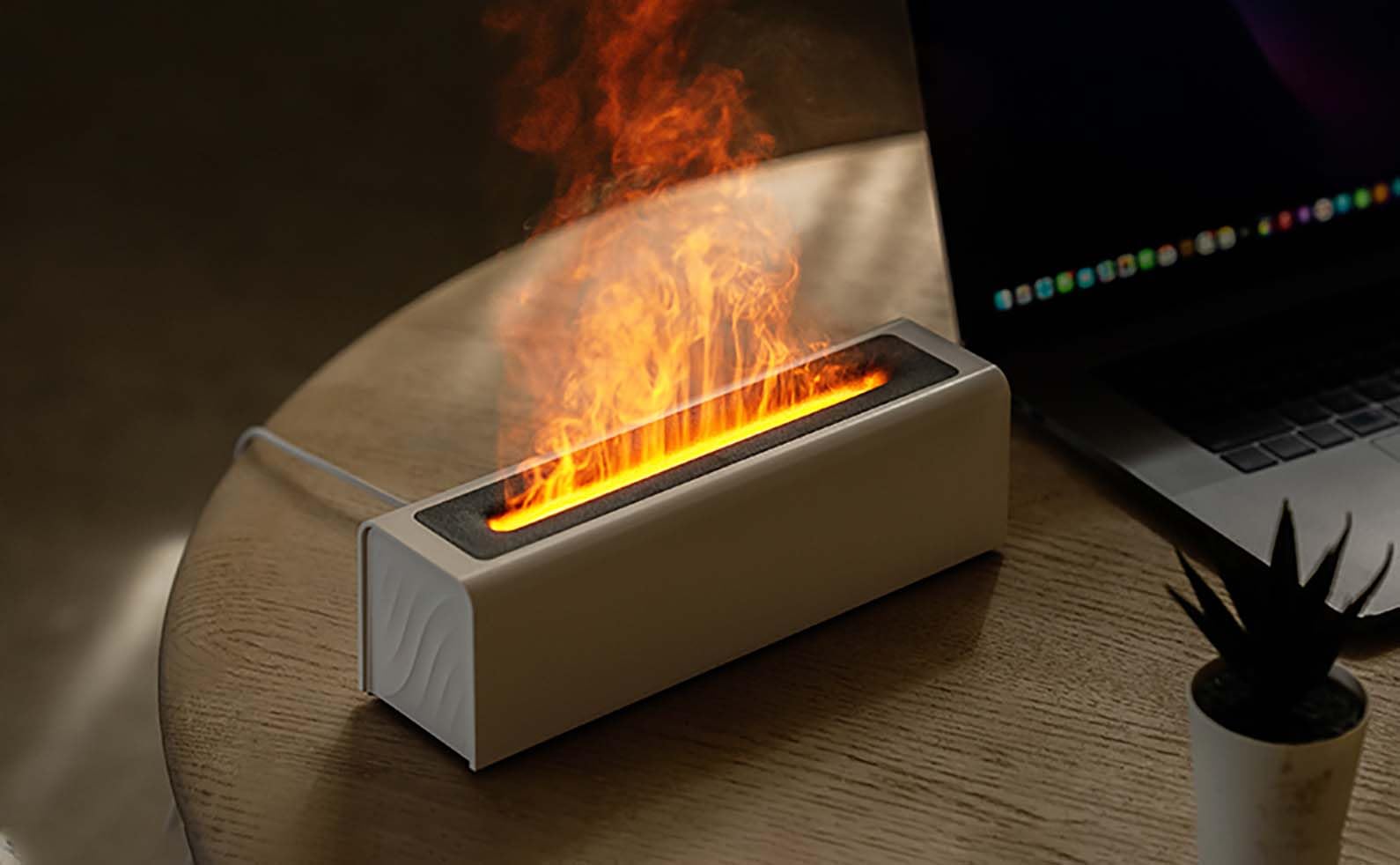 DIFFUSORE DI AROMI EFFETTO FIAMMA PER OLI ESSENZIALI CON LED AUTOMATICO H3 (Bianco)