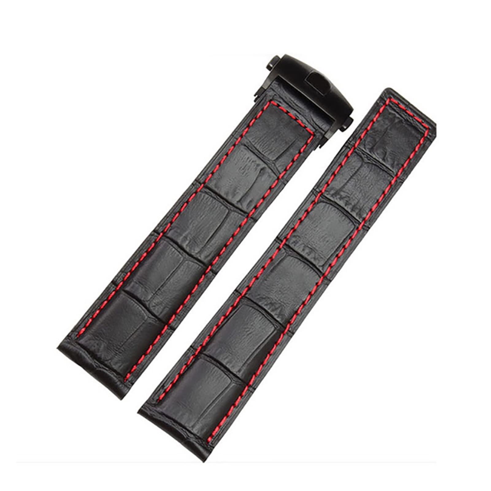 HMFANG 20mm 22M echtes Armband mit echtem Leder kompatibel mit Strap Series Männer Qualität Band Weiche Uhrband mit Faltenschnalle Handgelenk Armband
