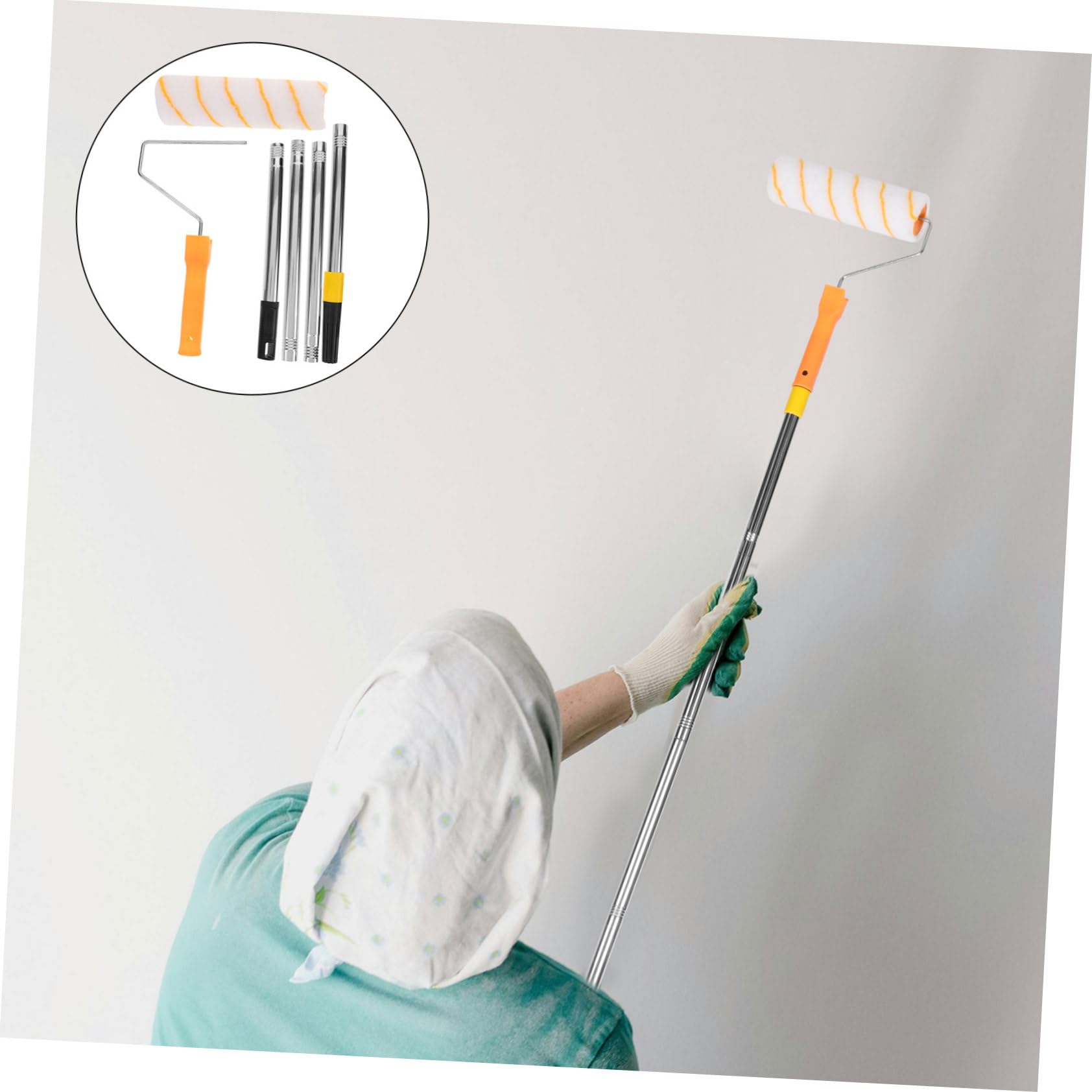 jojofuny Rullo Impugnatura Stabile e Precisa per Pittura con Asta Telescopica in Acciaio Inox, per Pittura di Casa e Muro