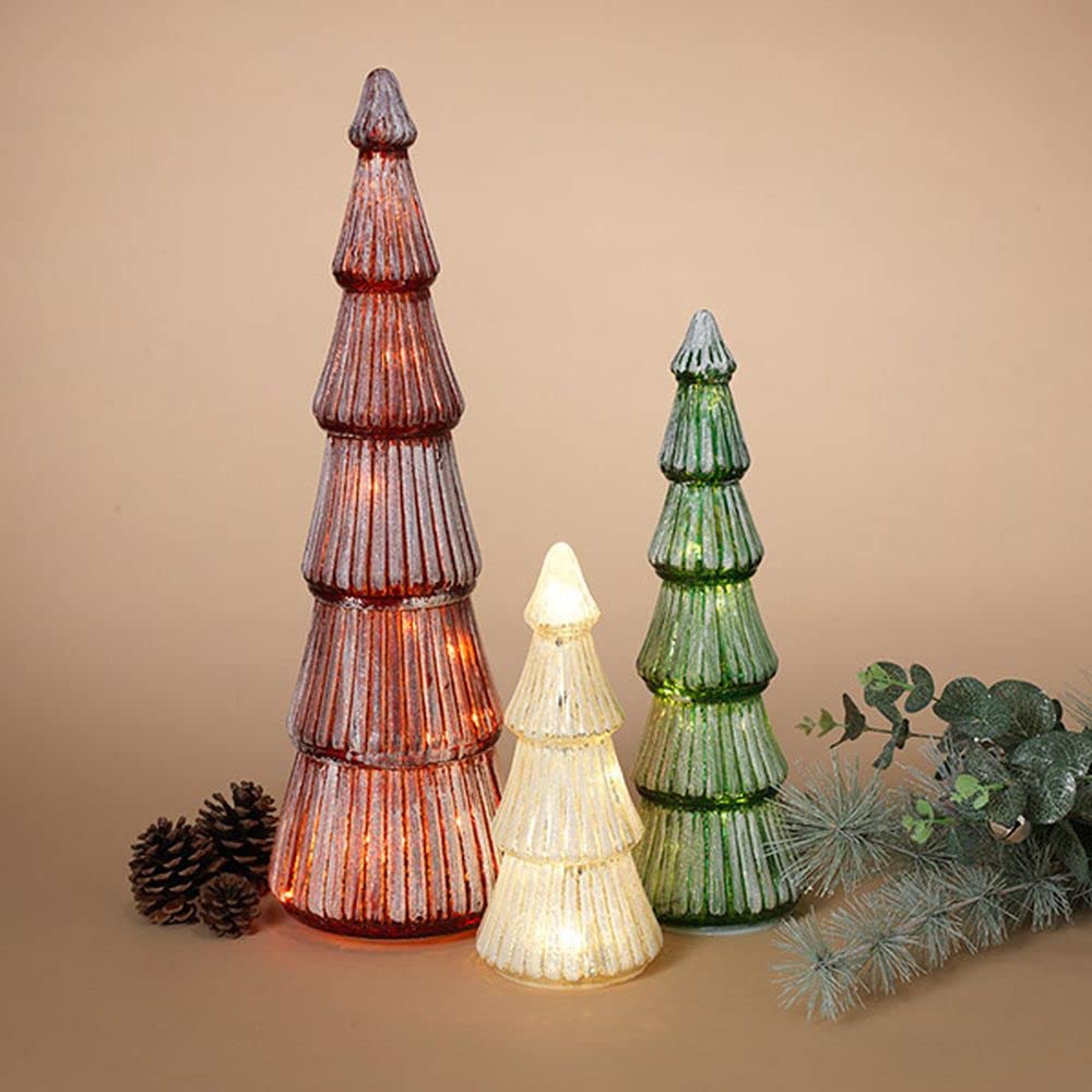 Gerson Mercury Glass Holiday Tree Set of 3
