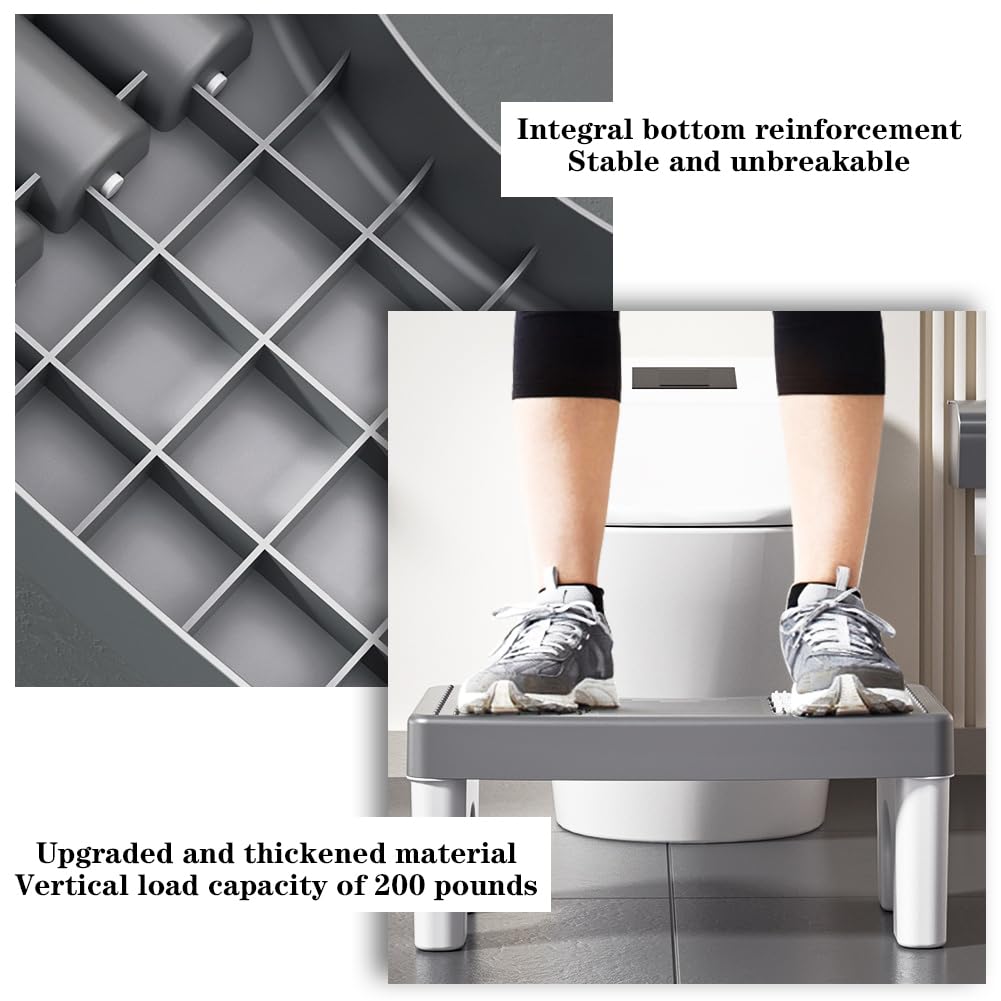 Toilettenhocker Ergonomie Toilettenhocker Erwachsene rutschfest Wissenschaftliche Darmberuhigende Höhe Verhindert Hämorrhoiden,Verstopfung, Blähungen usw. (Grau)