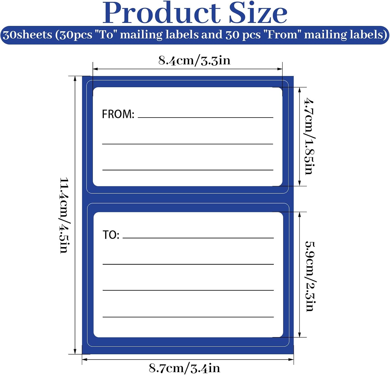 Mailing Labels for Packages 60 Pcs to from Return Address Labels for Envelopes 4.5x3.5Inch Blank Self Adhesive Shipping Label Handwriting to/from Mail Label Stickers Address Tags image 2