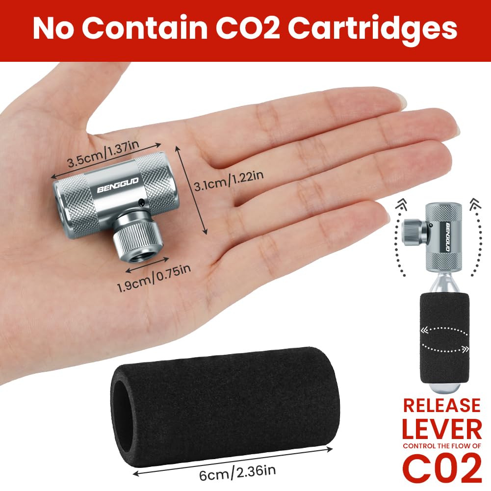 AOOWU Gonfiatore CO2 Pompa Compatibile Valvola Presta Schrader Leggero Aria 2 Manicotto Isolato per Pneumatici Bicicletta Mountain Bike