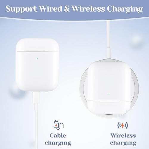 Miniatura 2 de Funda de carga inalámbrica para AirPods de 12 generación, funda de cargador de repuesto para Air Pod 12 generación, compatible con botón de