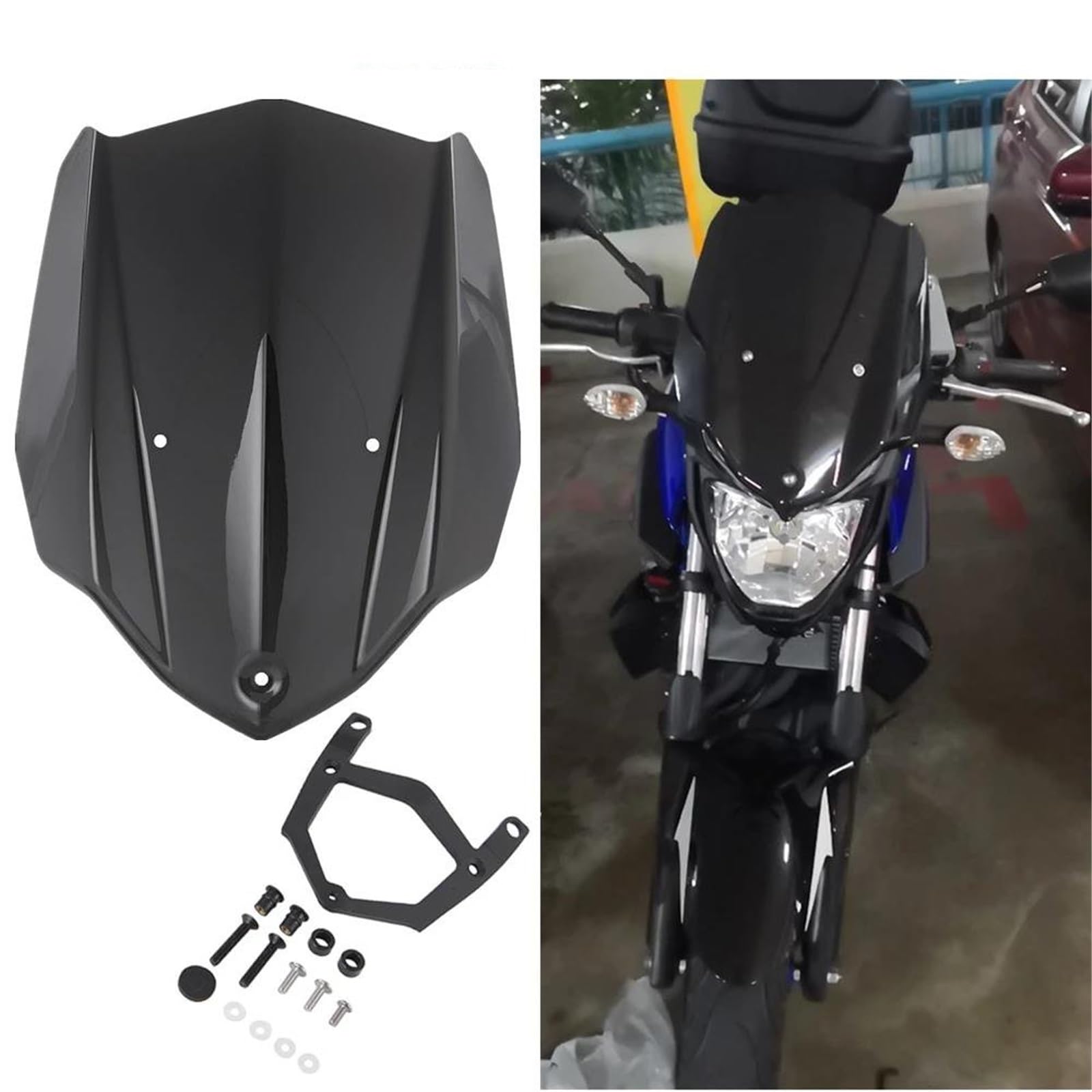 Scheibe Motorrad-Windschutzscheiben Für Yamaha MT 03 MT-03 MT03 2016-2019 Vordere Windabweiser/Windschutzscheibe Mit Halterung Windschutz Deflektor(Braun)
