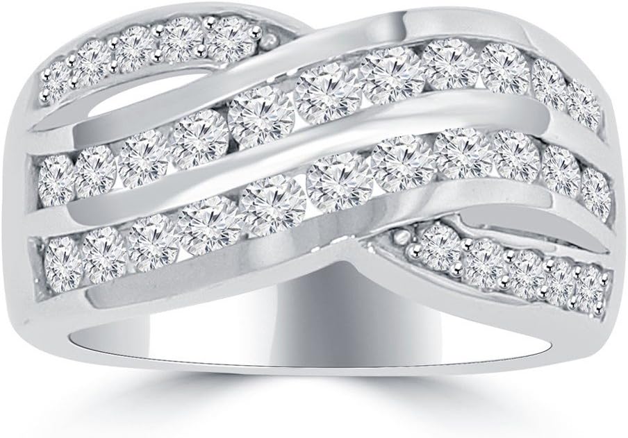2.00 ct Ladies Round Cut Diamond Anniversary Ring in Channel in 18 kt White Gold