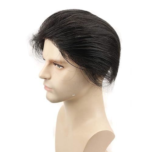 Miniatura 4 de Dreambeauty - Toupee para hombre, 10.0 x 8.0in, base de poliuretano de 0.002in, piel fina y súper suave, 100% europea, cabello humano virgen, para