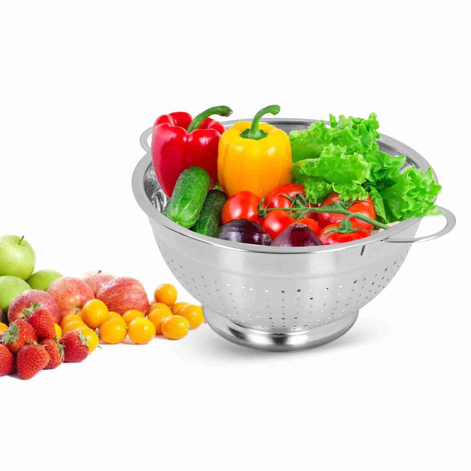 Nikou Cestino per frutta in acciaio inox, 26 cm, multiuso, per verdure