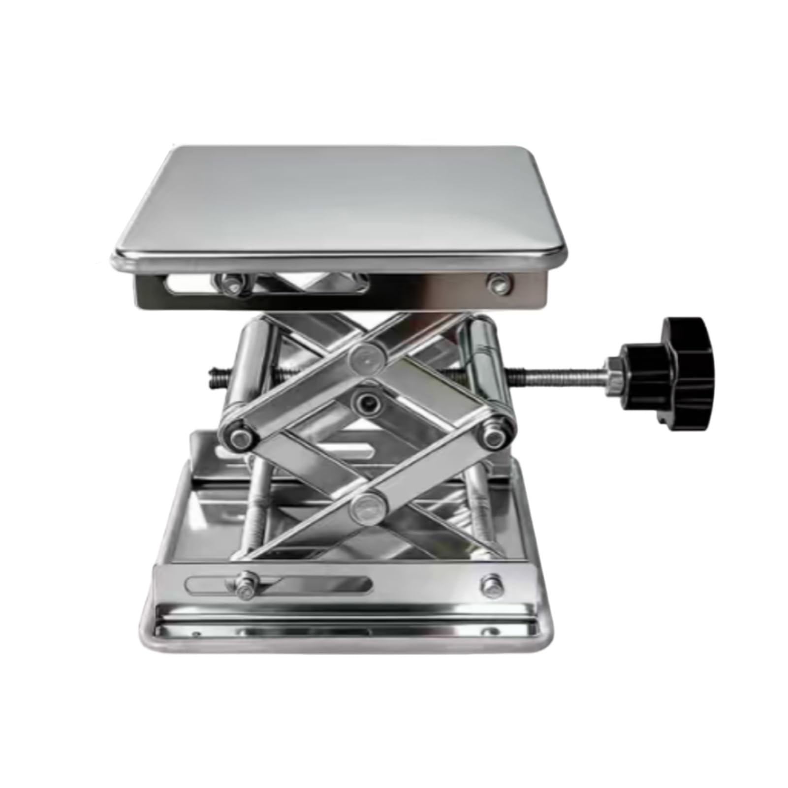 Soporte De Gato Laboratorio Acero Inoxidable, Plataforma Elevación Nivel | Con tapete antideslizante y manija giratoria, rango de elevación vertical 50-460 mm, capacidad de carga 5-25 kg(150x150mm)