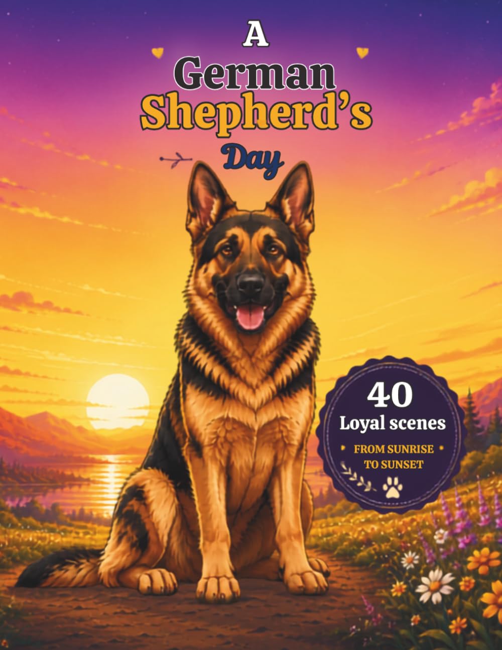 A German Shepherd's Day: 40 Loyal Scenes from Sunrise to Sunset (A Dog's Day: Bold & Easy Coloring Books for Adults)
