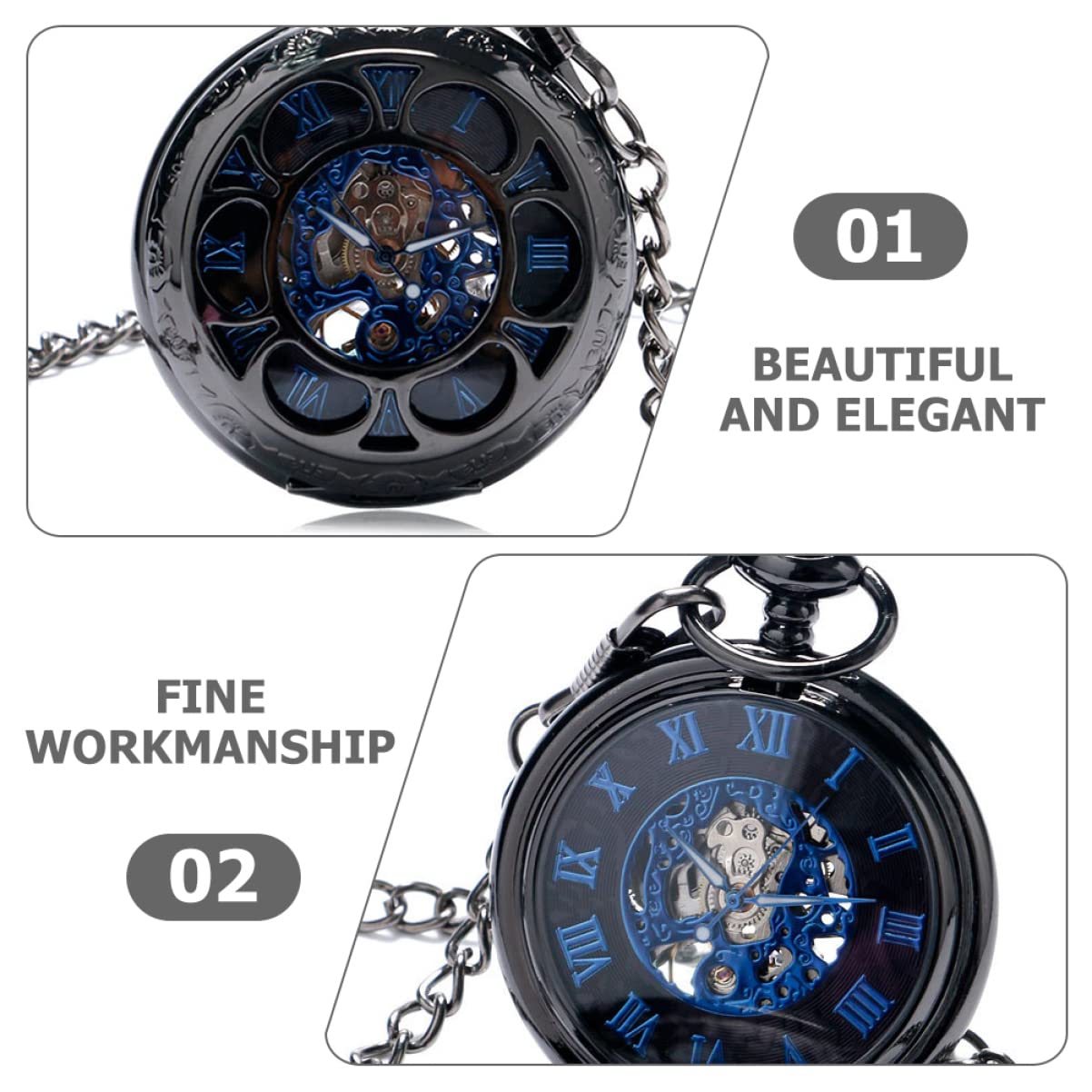 minkissy Orologio da Taschino Meccanico Uomo con Numeri Classici, Quadrante, Struttura Robusta e Leggera in Lega, Design Retrò Raffinato per Utilizzo Quotidiano