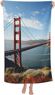 San Francisco Golden Gate Bridge Bath Towel Super Soft Absorbent Bathroom Shower Towels Microfiber Beach Towels for Bathroom, Gym, Spa and Hotel Towel 32 x 52 Inch