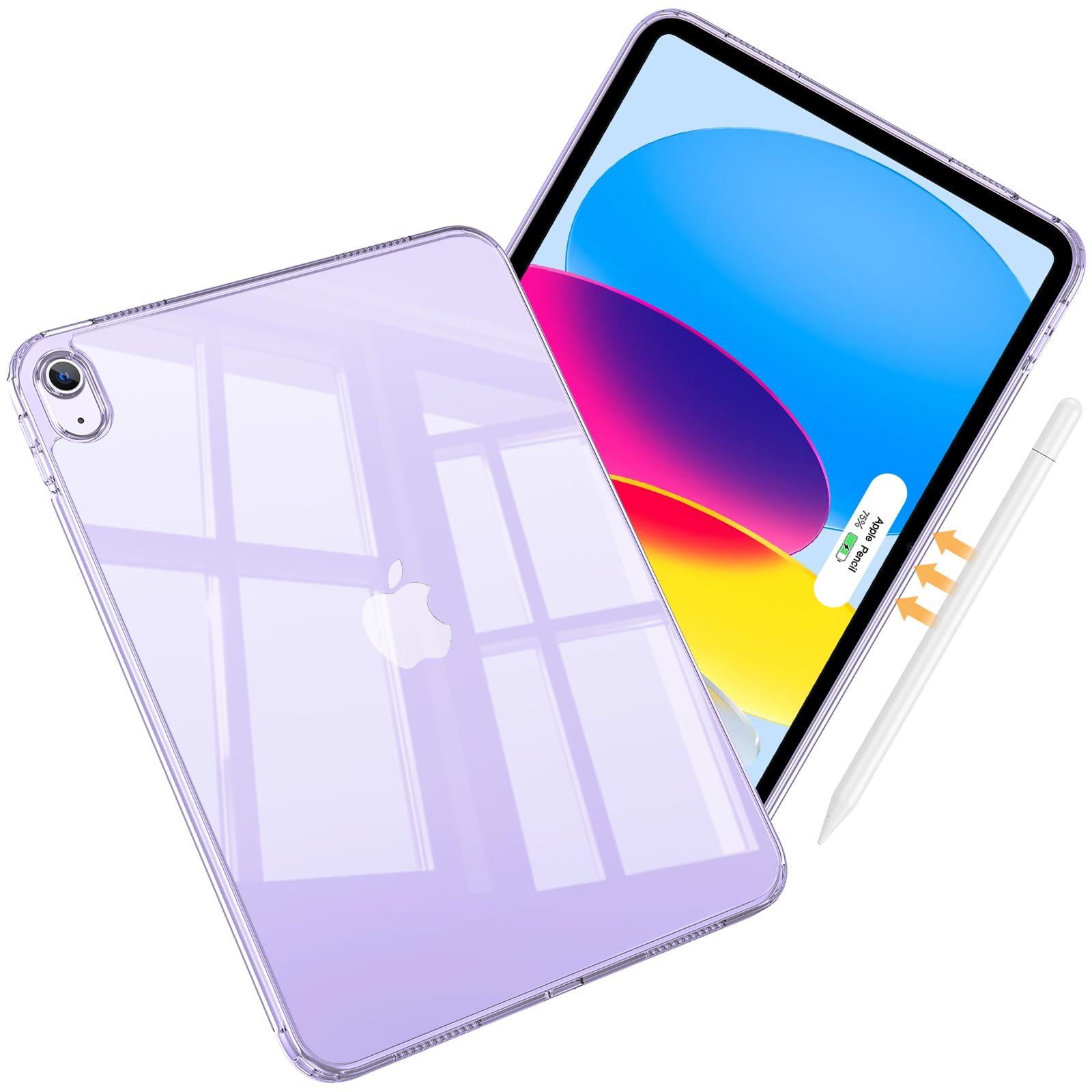 ProCase Clear Case for iPad (A16) 11th Generation 11 Inch 2025/ iPad 10th Generation 10.9 Inch 2022, Slim Light Transparent Anti-Yellow Back Cover -Clearpurple