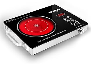 MILTON Classic 2200 Watt Infrared Cooktop with Crystal Glass & Touch Panel | 4 Pre set cooking Modes | Stir-fry | BBQ | Hot Pot | Steam | 60°C to 600°C | Digital time & Watt display - Classic SIlver