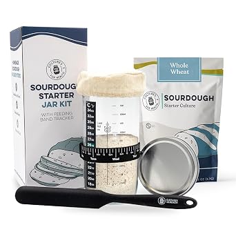 Cultures for Health Sourdough Starter Jar Kit + Whole Wheat Sourdough Starter Culture Bundle | Essential Baking Supplies for Homemade Bread DIY Breadmaking Kit