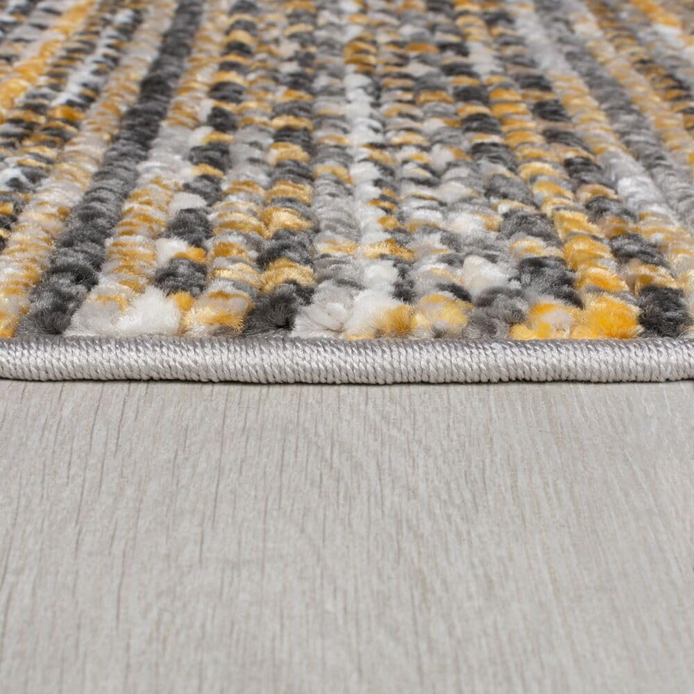 Kurzflor Teppich PERRAN 80x140 cm Senfgelb Wohnzimmer 8 mm maschinengewebt