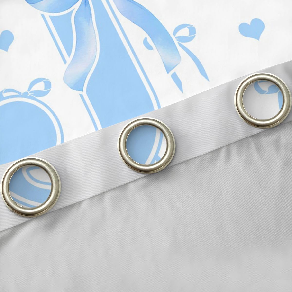 Feelyou Bow Curtains for Bedroom Living Room Blue White Bow Blackout Darkening Drapes Bowknot Window Treatments, 2 Panels 38 x 45 Inch Kawaii Room Decor Personalized Initial J image 5