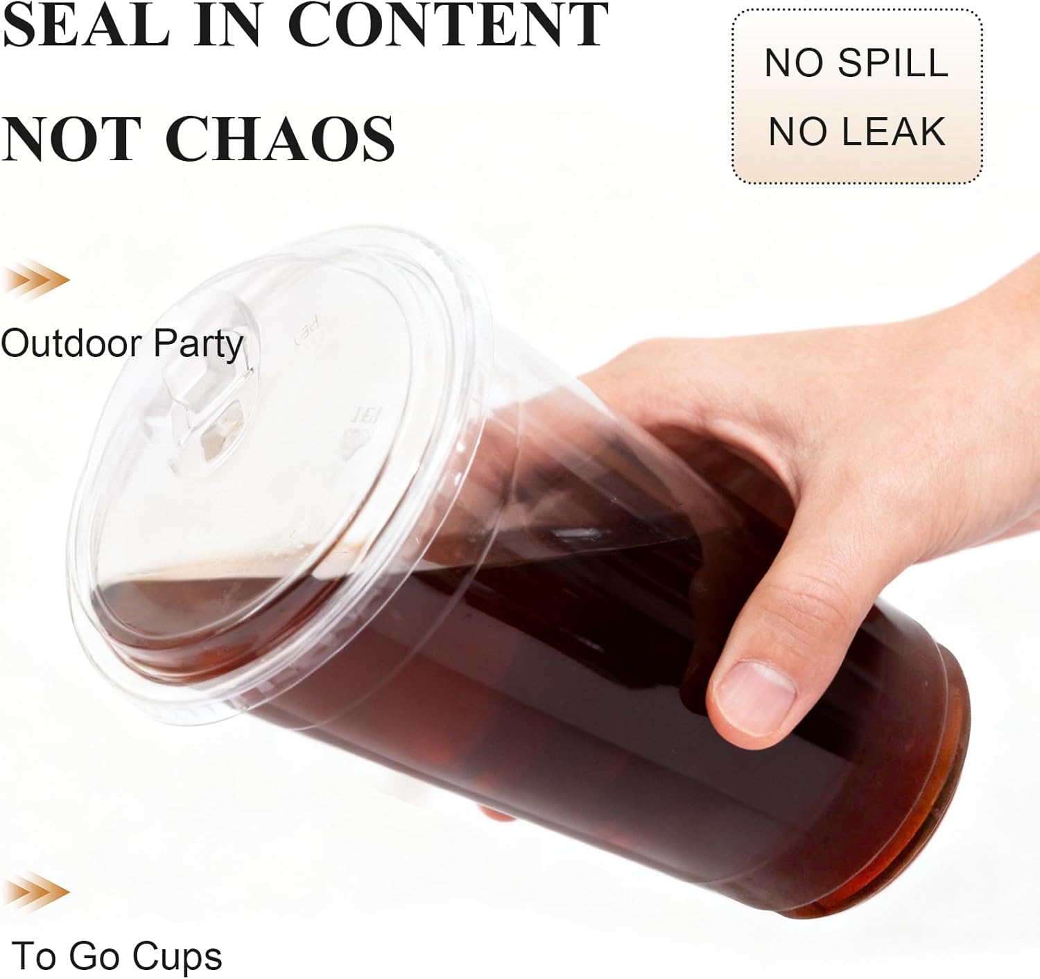 Goodluck 100 Pack 20 oz Plastic Cups With Strawless Sip Lids, Disposable Iced Coffee Cups with Lid, Clear To Go Cups for Smoothies, Party Drinks, Bubble Tea, Cold Beverage, Straws Included BPA Free