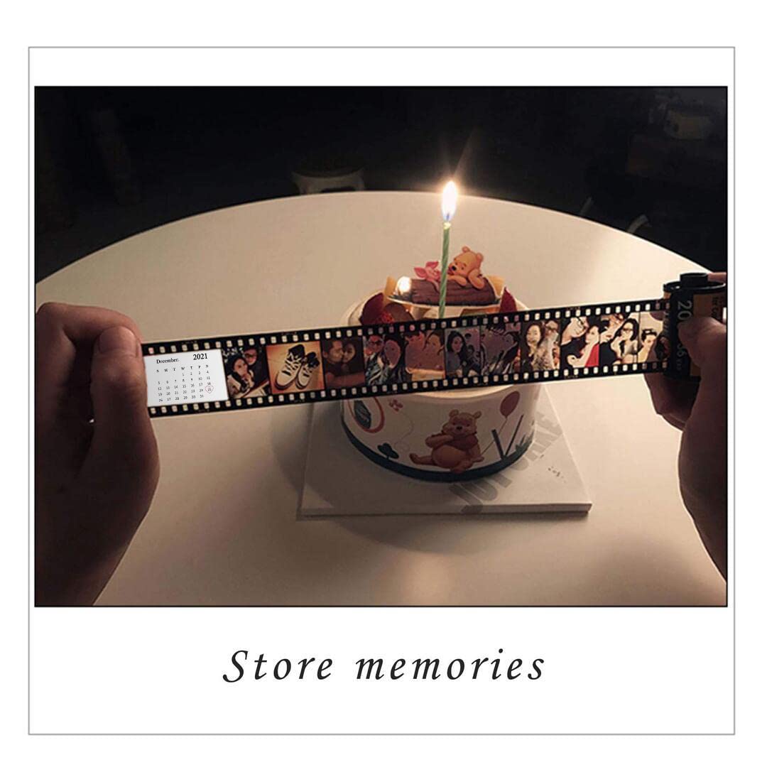 Jewelstruck Llavero personalizado con rollo de película fotográfica, llavero de cámara de fotos personalizado, regalos para novio, pareja, mejor amiga, 14 Fotos+calendario, 47*25mm