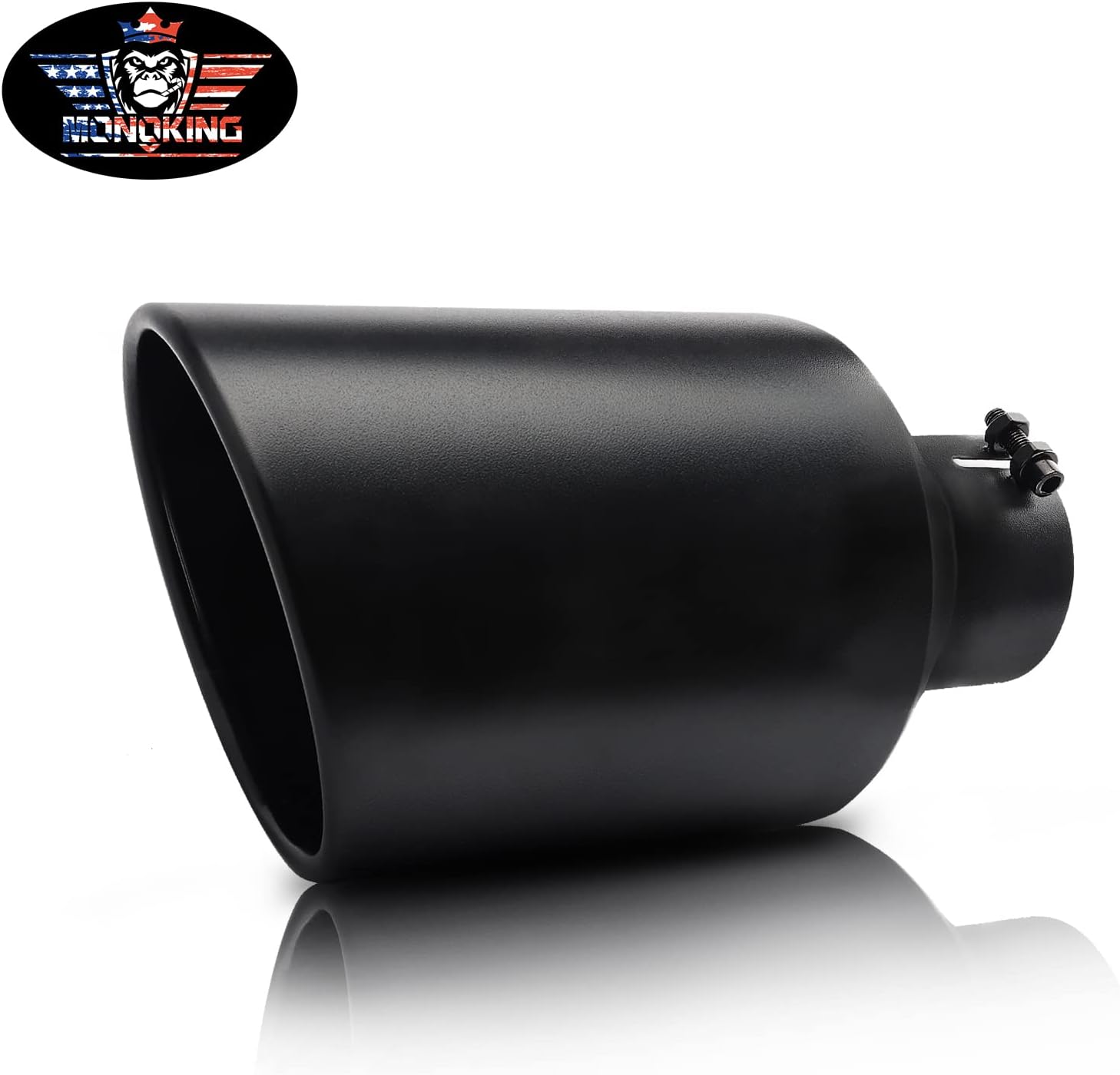4 to 8 inch Exhaust Tip, MONOKING Diesel Exhaust Tip 4 Inlet Stainless Steel Bolt On Black Tailpipes Tips 4" Inlet 8" Outlet 15" Long