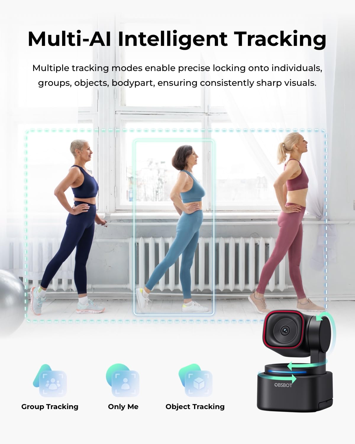 OBSBOT Tiny 3 Lite mit Stativ, 4K-Webcam Spatial Audio,Tri-Mikrofon-Array, PC-Kamera 120 fps HDR, mit KI-Tracking, Spracherkennung, Sprachsteuerung, PDAF-Autofokus, ideal für Gaming und Streaming