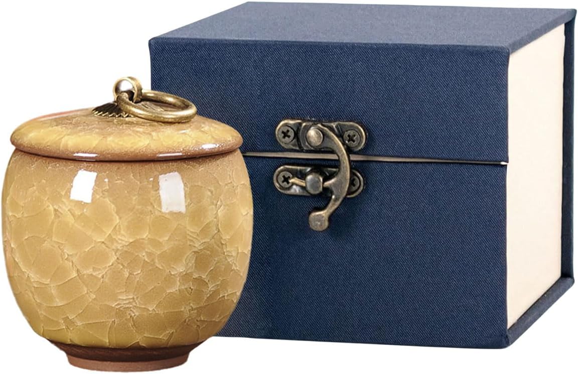 Small Ceramic Urns for Human Ashes, Hand-Kiln Glazed Memorial Keepsake, Secure Seal, Holds 5.5 Cubic Inches, Decorative