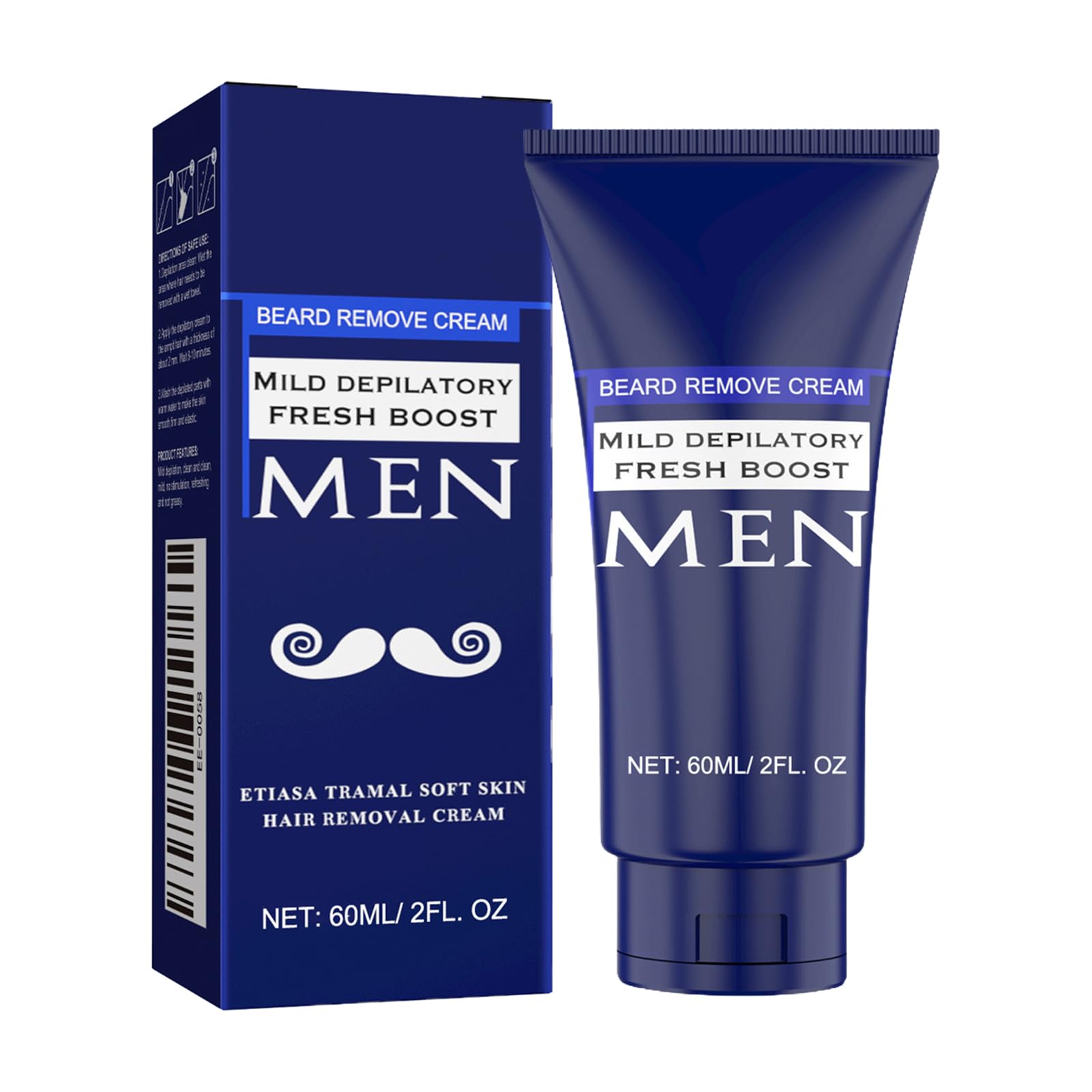 Crema Depilatoria para Piel Sensible | 60ml Crema Depilatoria para Vello Corporal Masculino No Deseado | Eliminación Facial y Afeitado para Brazos Espalda Pecho Zona Íntima | Piel Sensible Facial