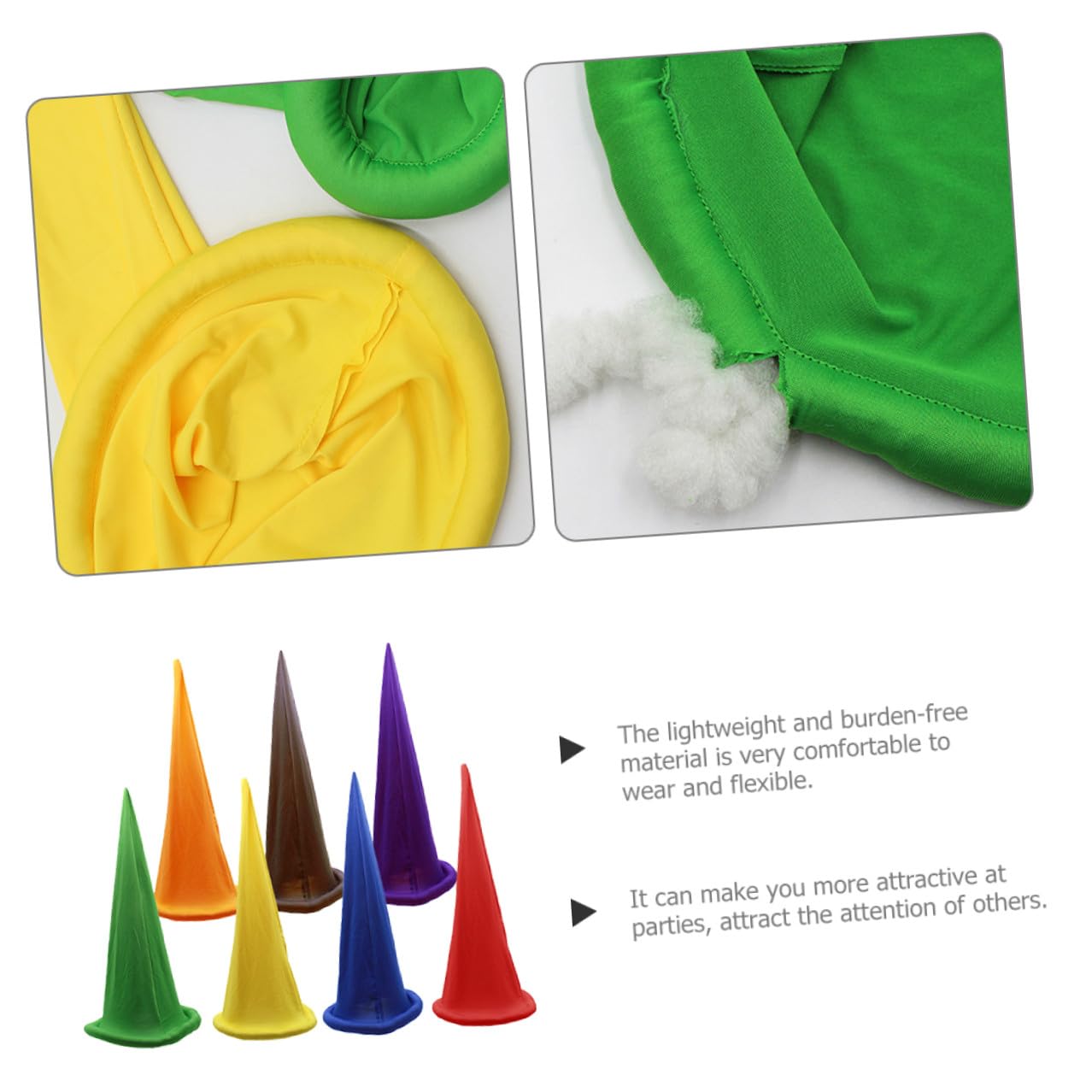 Hemobllo Set 7 Cappelli da Elfo Natalizi e Halloween in Poliestere e Cotone, Flessibili e Leggeri per Feste, Performance e Foto, Atmosfera Festiva e Versatile Colore Casuale