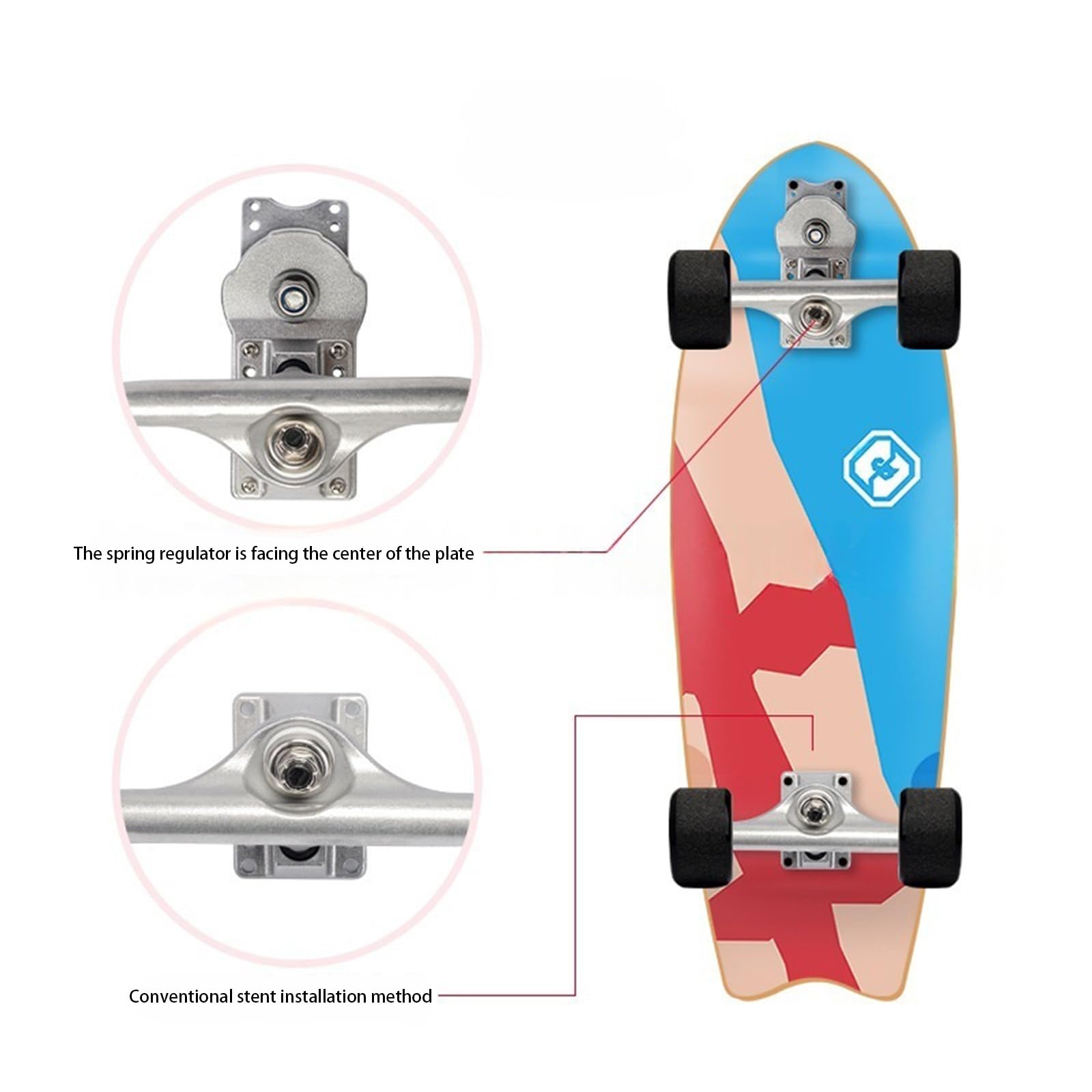 Pont de skateboard de 5 pouces fabriqué avec précision, axes en alliage absorbant les chocs pour un contrôle technique sur la route, des trajets fluides et des essieux de skateboard