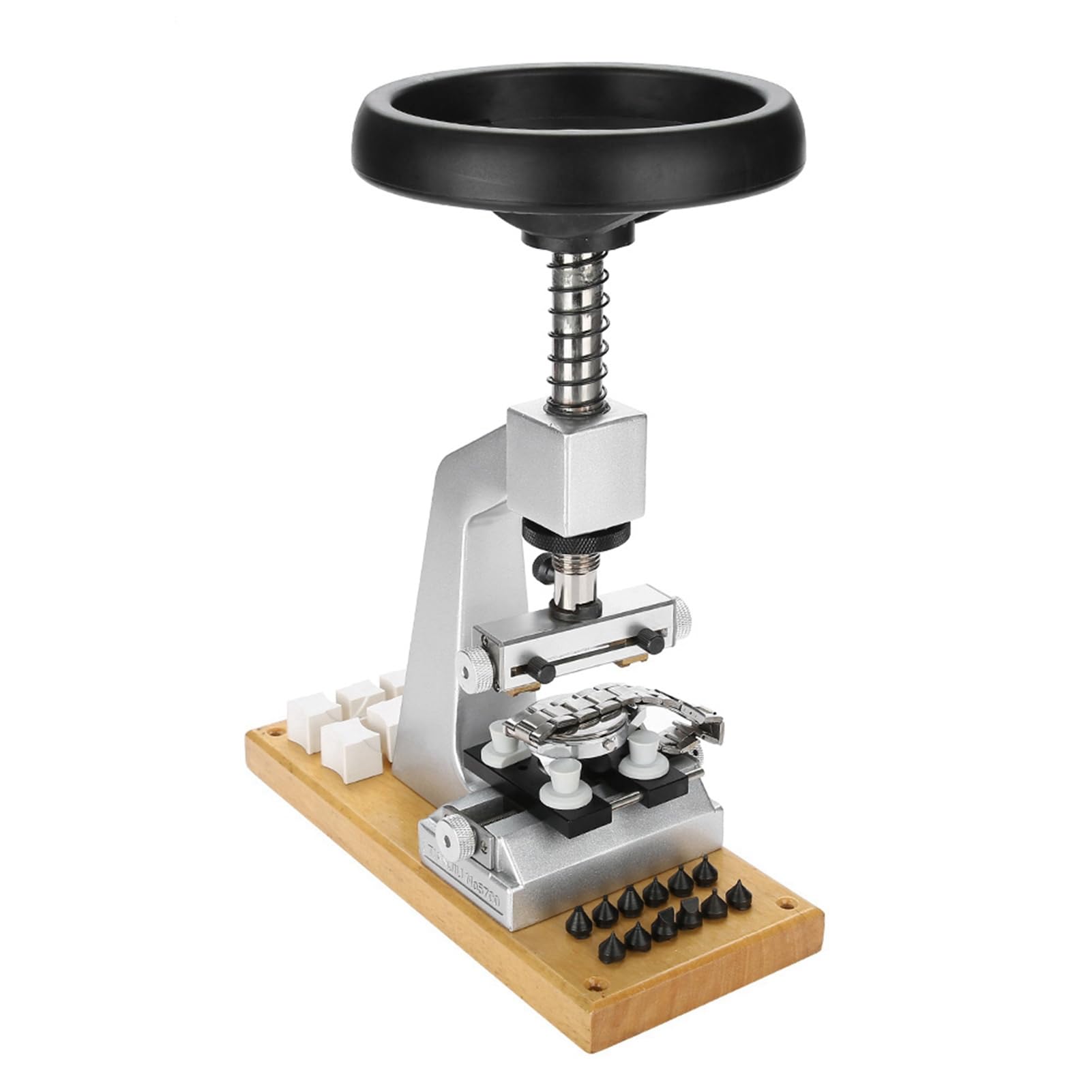 GLOGLOW Herramientas y Kits de Reparación Abridor de Espalda con 6 Troqueles Soporte Ajustable y Tornillo de Banco para Reparación de Ostras Impermeables Cajas Atornilladas Abridor de Cajas de Reloj