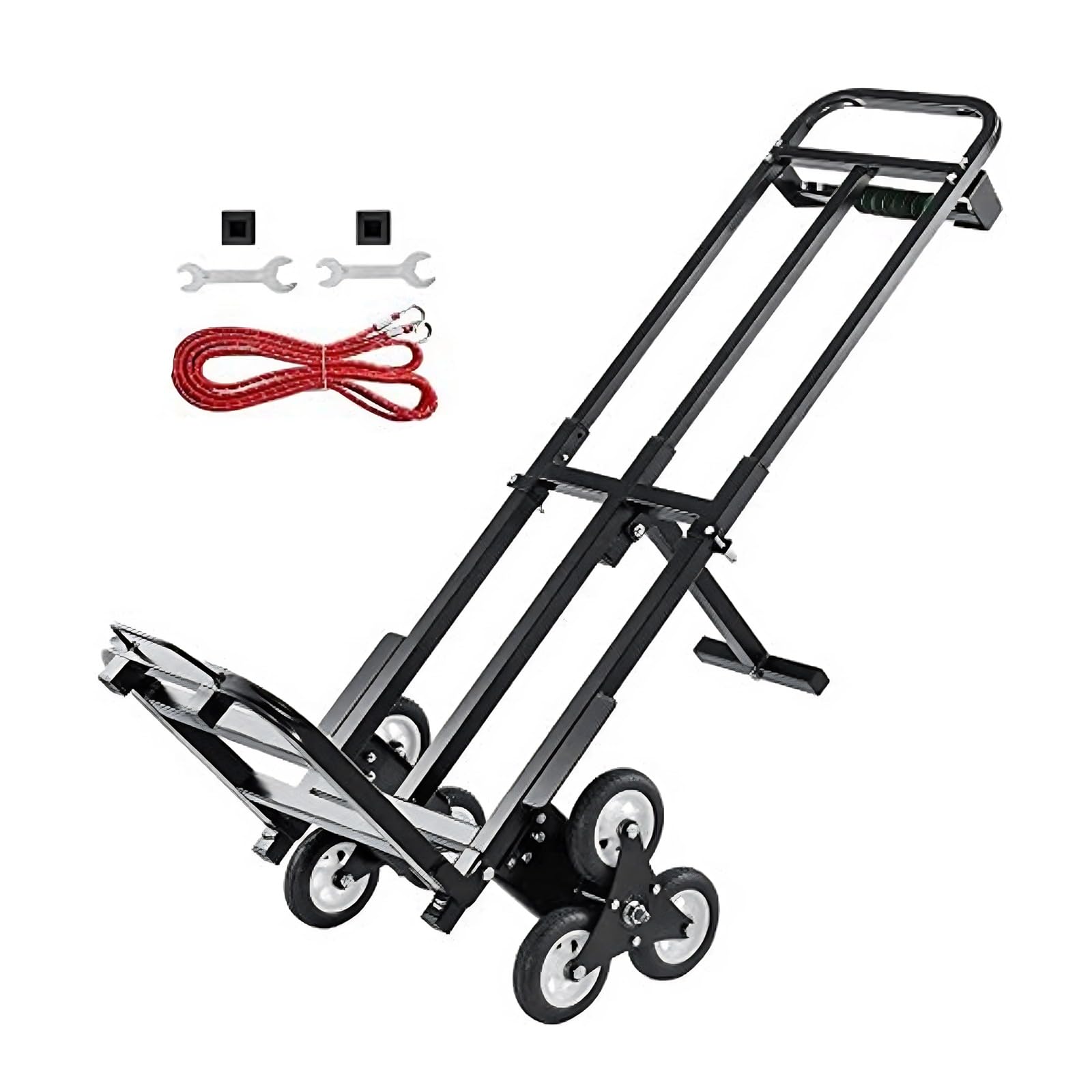 Sackkarre Treppensackkarre Klappbar bis 210 kg Belastbar, Stahl Treppenkarre 3-Räder Gummi als Treppensackkarre, Schubwagen oder Holztransportkarre