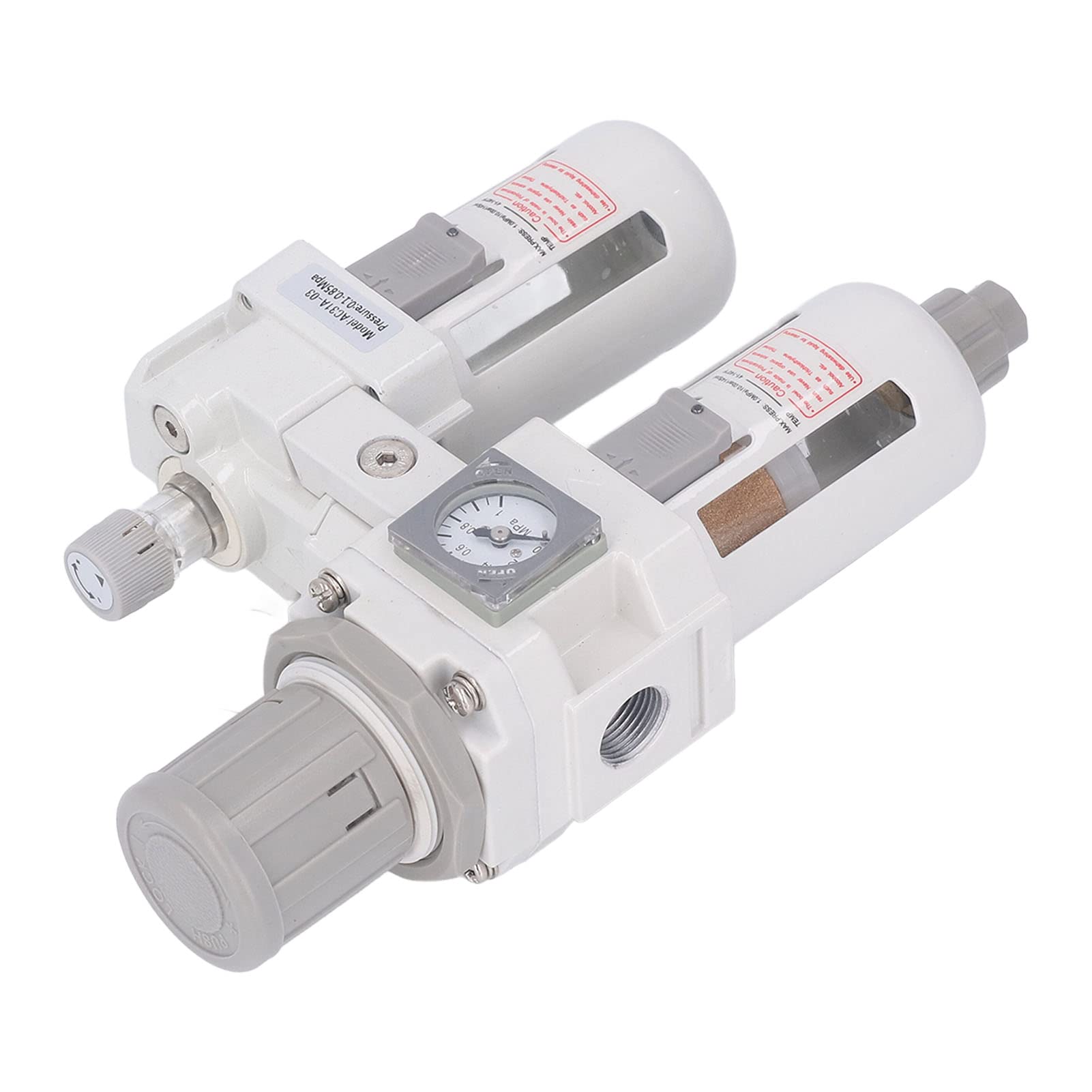 Regulador de presión de aire Filtro separador de agua y aceite, Regulador de filtro de aire comprimido G3/8 pulgadas, Filtrado ajustable con cuerpo de aleación de aluminio,