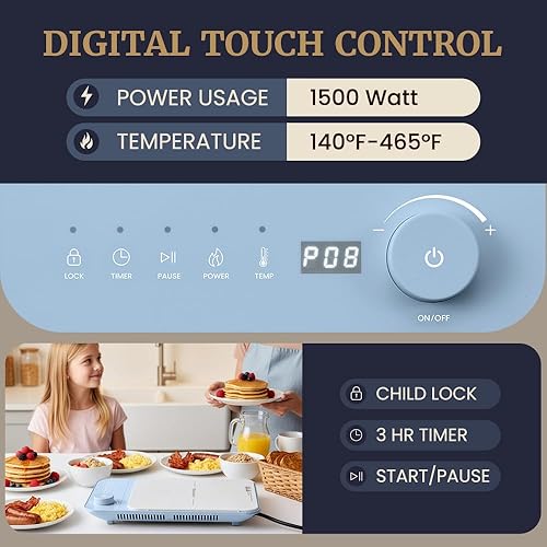 Miniatura 3 de Elite Gourmet EIND57BL - Placa de inducción digital SlimStore, controles táctiles, tapa de vidrio de cerámica, 10 niveles de potencia, temperaturas