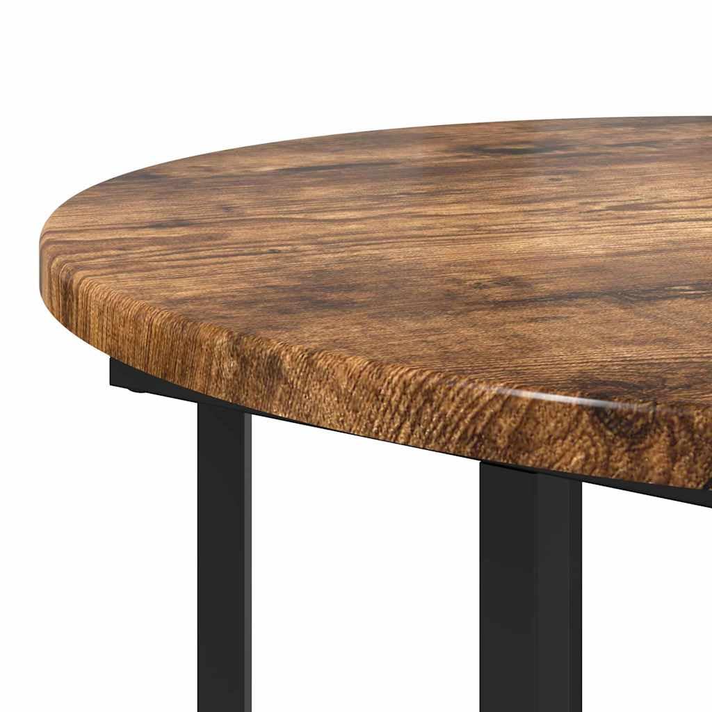 Juego de 2 mesas auxiliares de madera de ingeniería y metal, 50 x 50 x 50,5 cm, diseño industrial, mesa de centro con estante para salón, dormitorio, pasillo