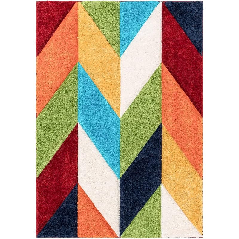 Image of Shaggy Area Rug - Extra Plush Luxury Carpet, Super Soft & Cozy Feel| Perfect for Living Room, Bedroom, and Stylish Home Decor- Zigzag Multi (8 x 11 ft)