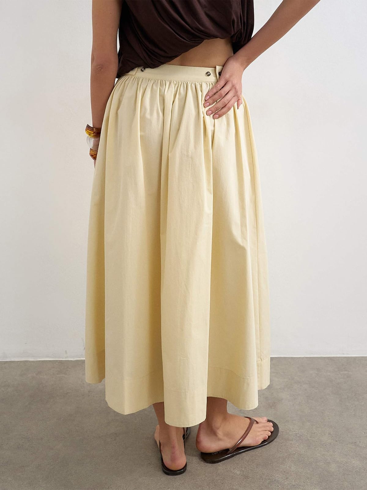 Gonne Lunghe A Righe Estive Da Donna,Outfit Da Spiaggia Dalla Linea Ad A | Cintura Regolabile, Lunghezza Midi, Look Casual Da Sera