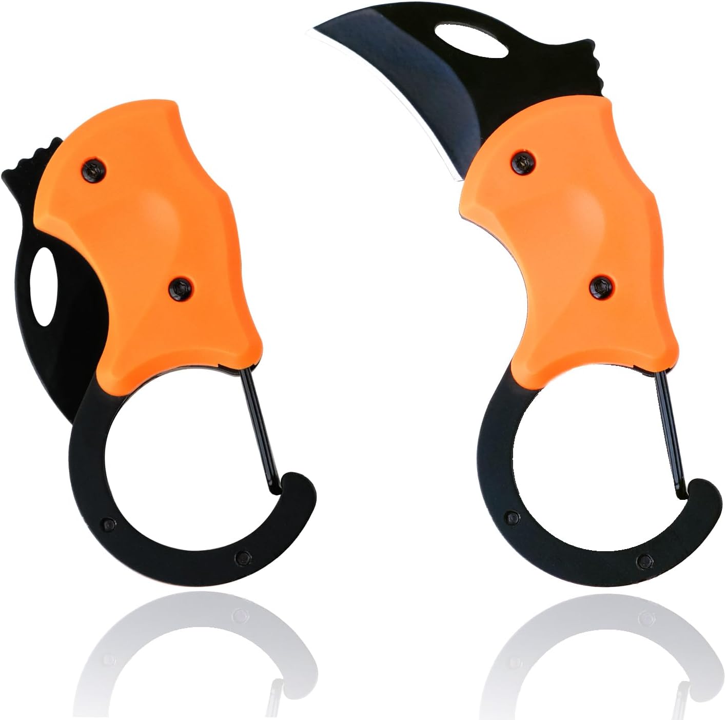 Small Pocket Folding Knife with carabiner, Cool Box Cutter with 1.34inch Blade, mini Edc Knives for Everyday Carry Outdoor Survival Camping, Great Gift For Men and women (orange)