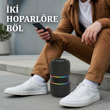 Ayrılabilir Bluetooth 5.3 Hoparlör – Çift 52mm Sürücü, Yüksek Ses, Stereo Ses Sistemi (Siyah)