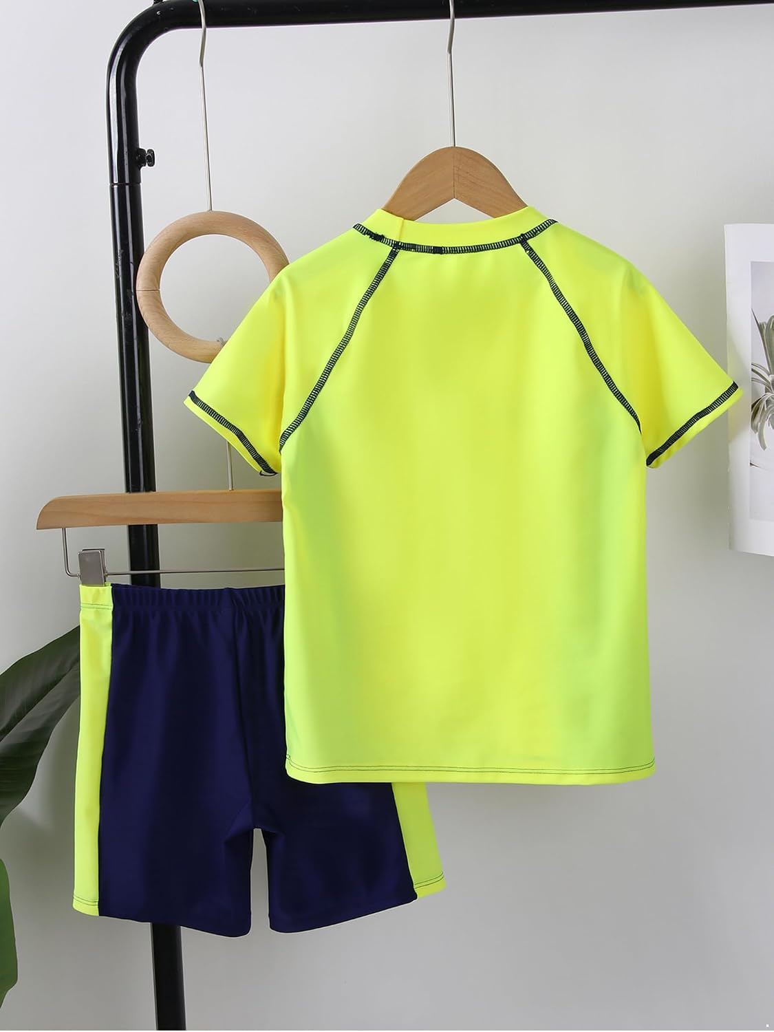Sxiwei Kids Boys Letter Print Tankini Top with Elastic Waistband Trunks Beach Swimsuit Sun Protection Swimwear