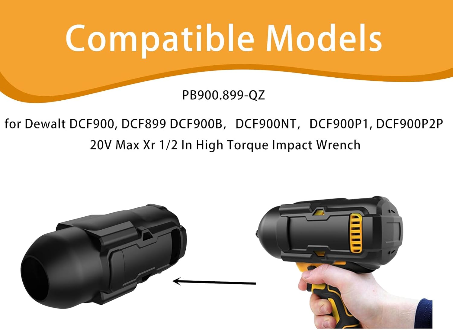 PB900.899-QZ Impact Wrench Rubber Protective Cover for Dewalt DCF900, DCF899 DCF900B，DCF900NT，DCF900P1, DCF900P2P 20V Max Xr 1/2 In High Torque Impact Wrench
