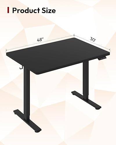 Miniatura 2 de SANODESK Escritorio eléctrico de pie de 48 x 30 pulgadas, escritorio de pie ajustable en altura con controlador de 2 botones, escritorio ergonómico