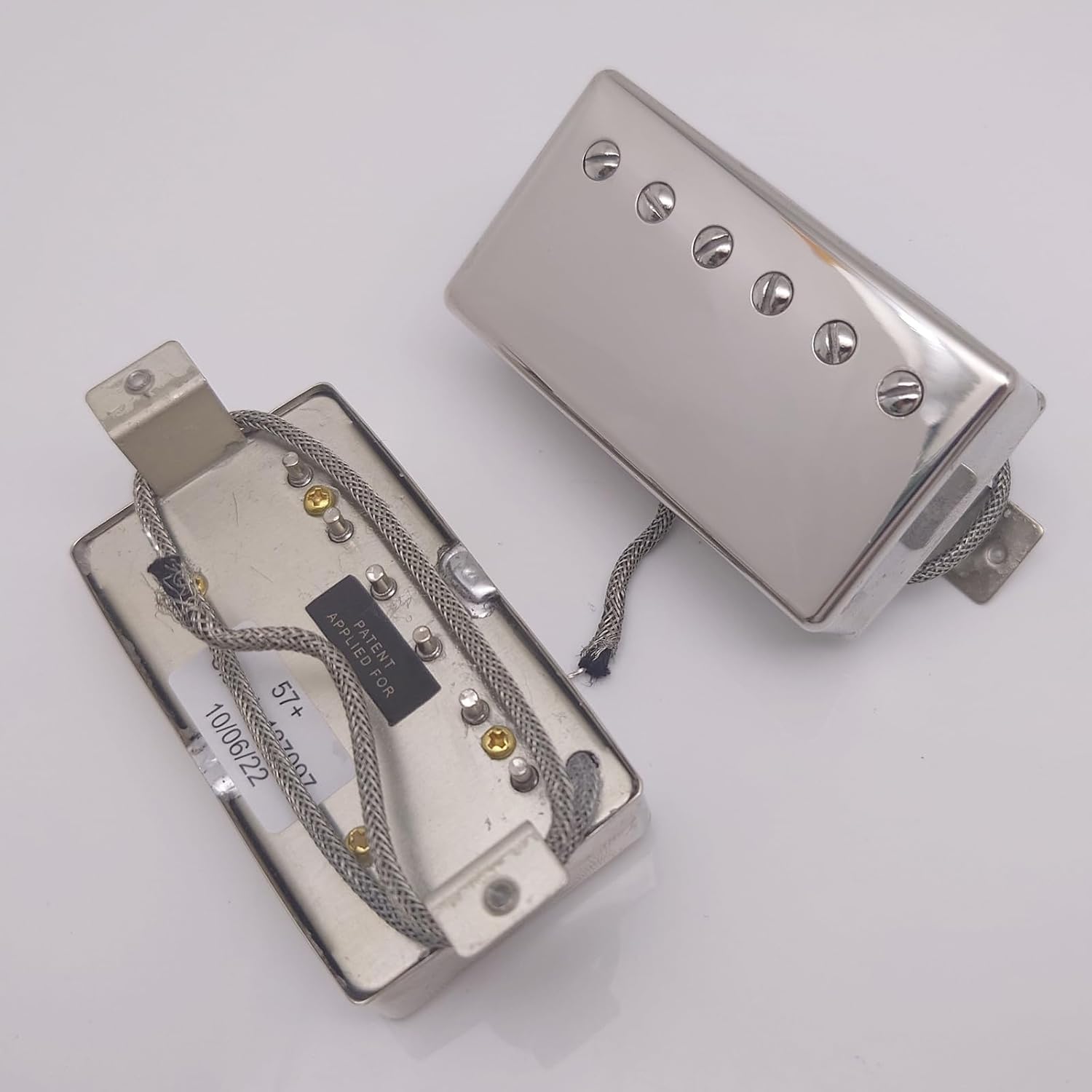 Lot de 57 micros Humbucker classiques pour guitare 50/50 mm 2C pour accessoires de guitare de style Gibson Les Paul (Chrome)