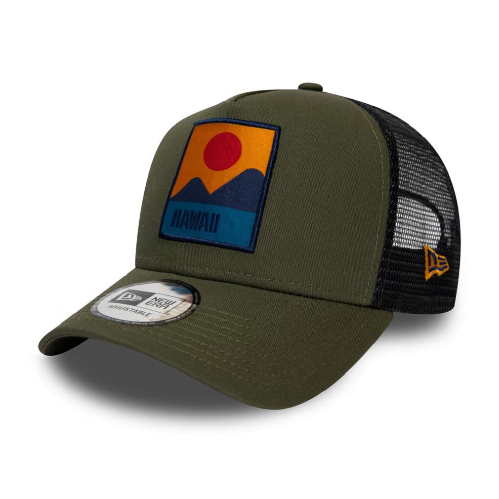 New Era Hawaii Cap Verstellbar Trucker Kappe Sommer Patch USA Oliv - One-Size