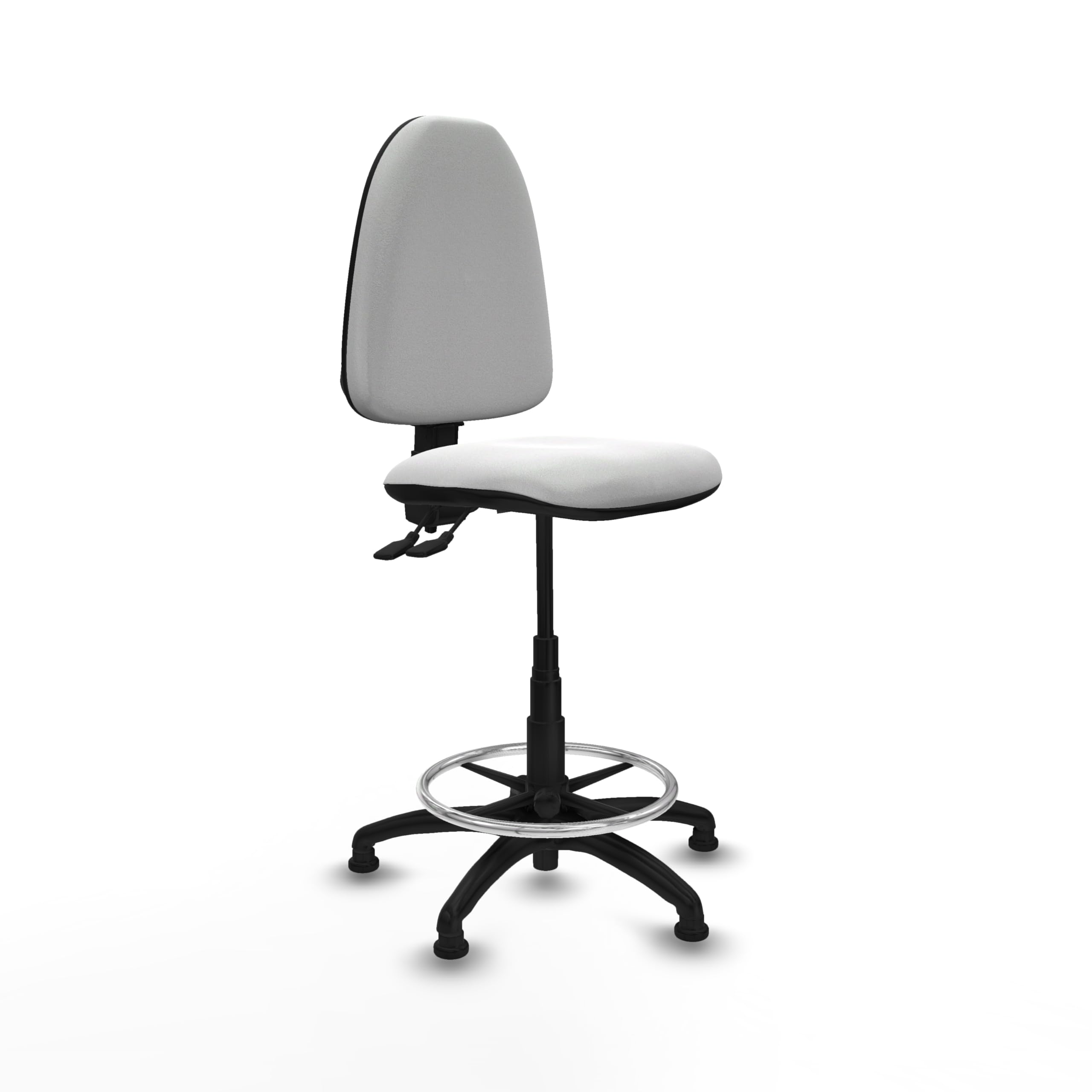 Piqueras y Crespo Taburete Aýna Taburete Alto de Oficina con Ruedas, Ideal como Taburete Taller mecánico y Taburete para Escritorio, con Respaldo Regulable en Altura