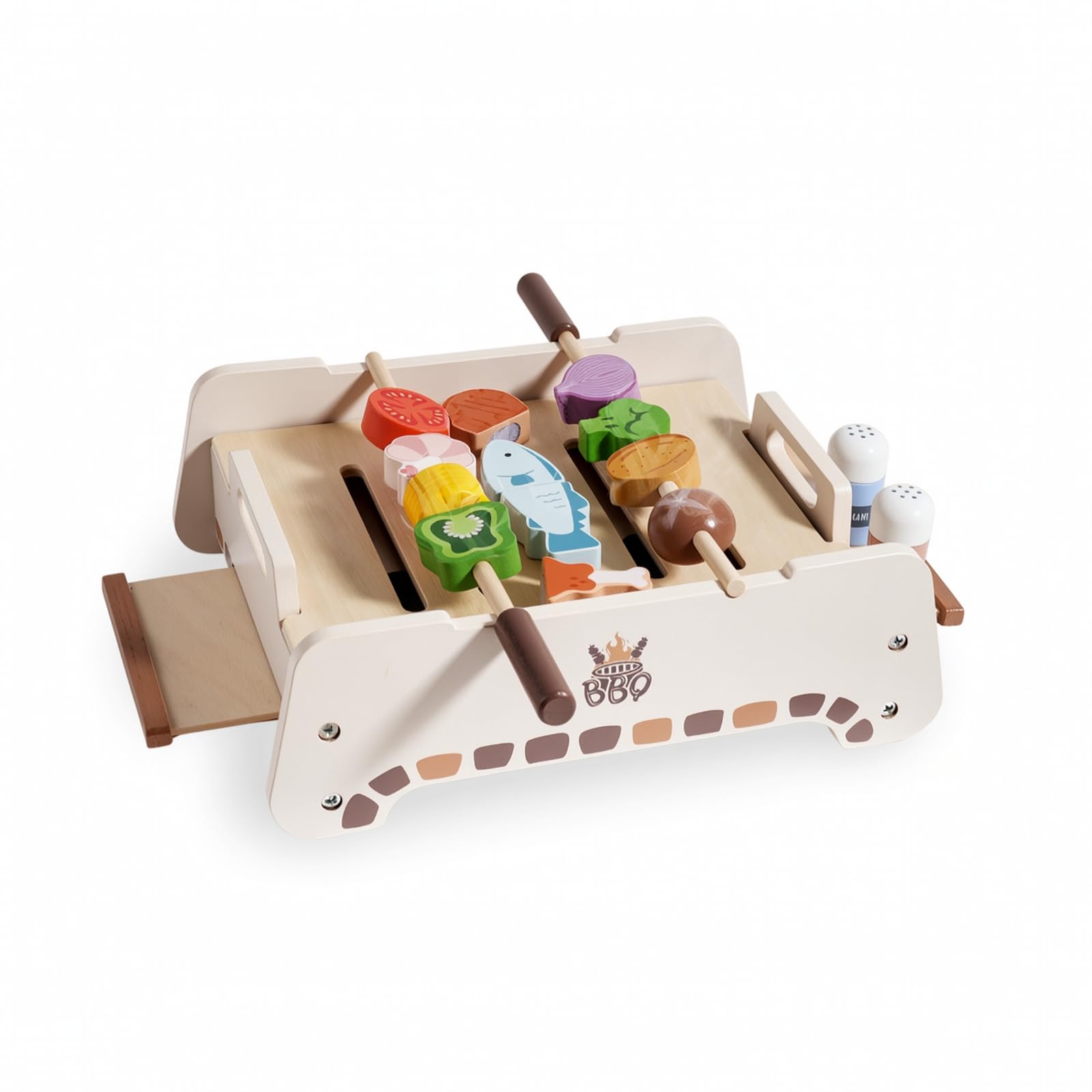 Barbecue Giocattolo in Legno Griglia Giocattolo con Accessori Compatto Gioco di Ruolo per Bambine, Cameretta