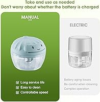 Vista 3 de Garlic Chopper Mini Manual Hand Food Chopper for Kitchen Onion Dicer Crusher Garlic Mincer Blue 160ml